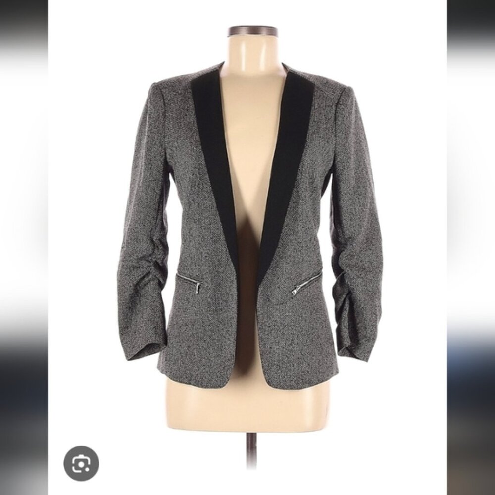H&M Herringbone Tweed Tuxedo Preppy Business Casual Evening Feminine Blazer 10